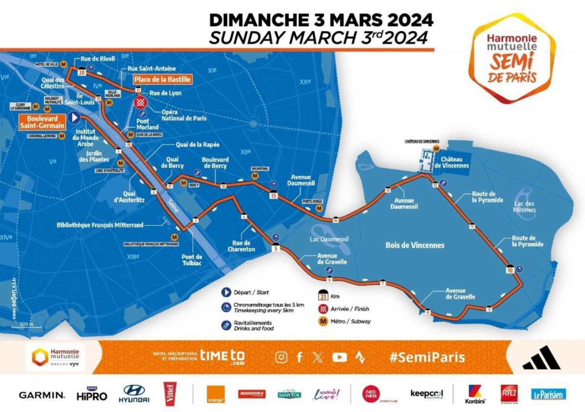 Parcours Semi de Paris 2024