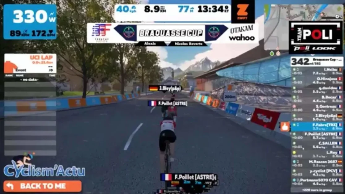 Frédérique sur Zwift pendant le confinement