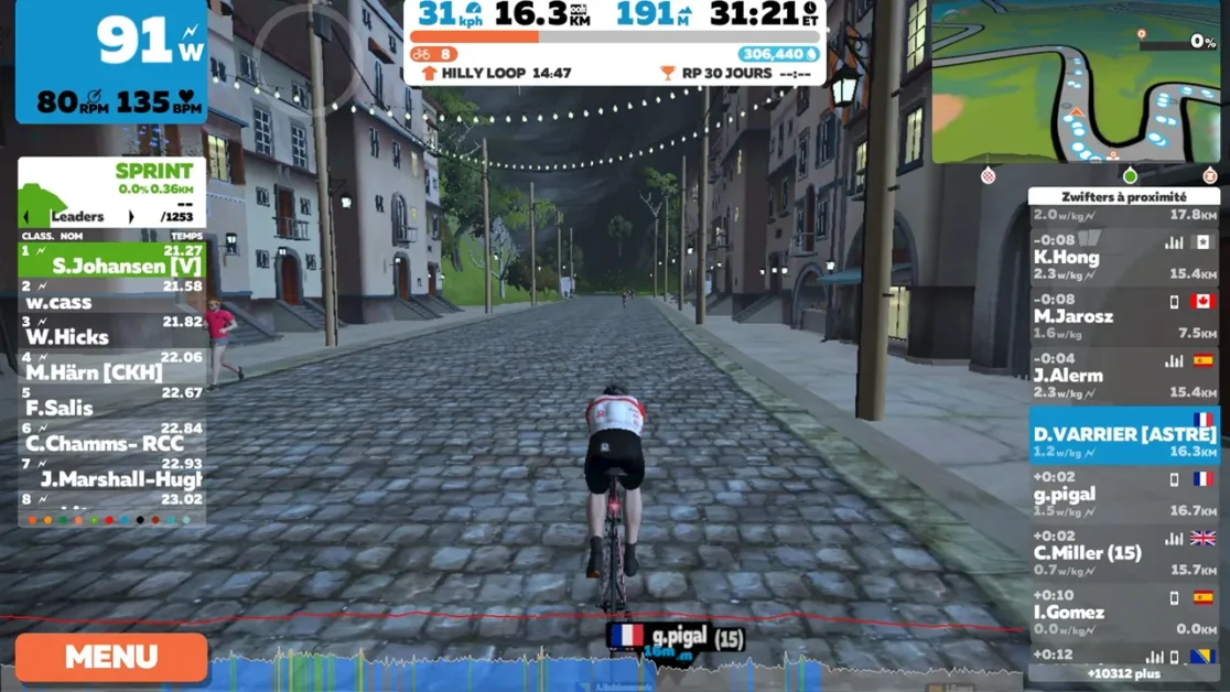 Denis sur Zwift pendant le confinement